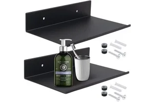 Metal Wall Shelf 12" Metal Floating Shelf Black for Wall Display Shelves for Wall Storage