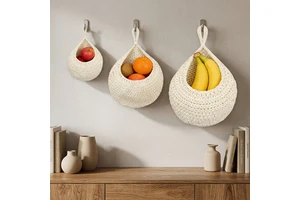 Hand-Woven Cotton Waterdrop Mesh Bag For Kitchen & Fruit Storage Multi-Purpose Hanging Planter Binzhou Shandong Made