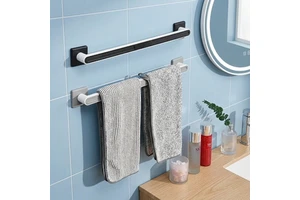Punch-Free Plastic Non-folding Single Tier Wall-Mounted Modern Stable Load-bearing Waterproof Bathroom Towel Storage Holder