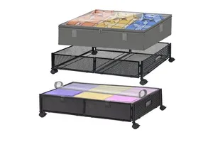 Metal Under Bed Storage With Wheels Storage Containers, Under Bed Shoe Foldable Bedroom Storage Organizer for Bedroom