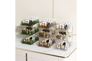 Cosmetic Storage Box Plastic Light Luxury Multi-layer Double-layer Three-layer Pull-out Transparent Skin Care Product Rack