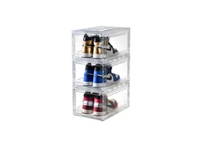 HUASU Shoe Box Magnetic Front Door Sneaker Folding Design Rack Gift Box Mini Shoe Storage With Custom Printed Folder Shoes Boxes