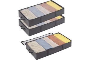 Under Bed Storage Bag Organizer with Clear Window Large Capacity Foldable Underbed Storage Container for Clothes Blankets