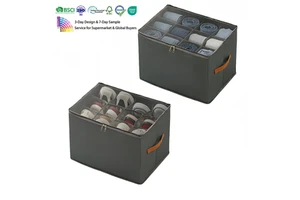 OEM Foldable Space-saving Storage Container Closet Oxford Fabric Shoe Storage Bins Shoe Organizer Box With Clear Cover