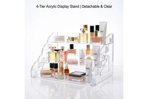 Eco-friendly 4-Tier Clear Acrylic Storage Rack Perfume Organizer Transparent Display Stand for Cosmetic