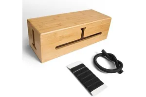 Simple Wooden Wire Storage Box Desktop Row Plug Data Cable to Block the Organizer Box