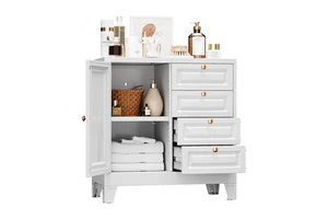 White Cabinet with Lockable Storage Durable Metal Construction for Pantry Organization and Food Storage Solutions