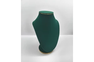 Sleek Matte Green Metal Velvet Modern Jewelry Display Rack Gold Accented Holder Environmentally Friendly Customizable Design