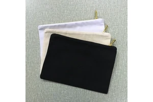 Natural Canvas Makeup Pouch Blank Cotton Zipper Pouch 7*10 Inches Cosmetic Storage Bag for DIY Bridesmaid Gift