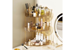Desktop Corner Cosmetics Storage Box Light Luxury Corner Floor Bedroom Bathroom Skin Care Product Storage Finishing Rack