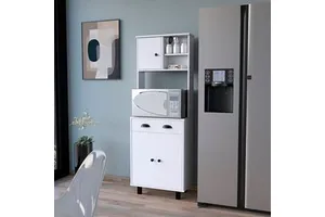 White 1-Drawer Kitchen Cabinet Pantry Storage Solution Modern MDF Melamine Panel Design
