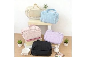 Large Capacity Fashion 5 Colors Nylon Makeup Bag with Zipper Design Eco-Friendly Multi-Compartment Storage for Skincare