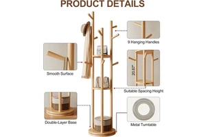 JY Clothes Rack with Storage Box Foldable Garment Holder Coat Rack Freestanding Coat Stand Child Clothing Stand