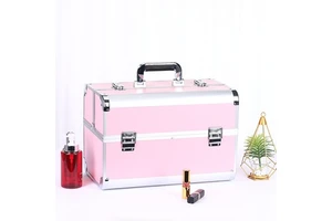 Durable ABS Waterproof Large Capacity Makeup Storage Box with Handle Hasp, Ideal for Nail Art & Travel, Wholesale Custom Logo