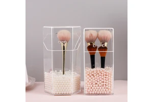 Transparent Plastic Acrylic Makeup Organizer Cosmetic Holder Lipstick Pencil Storage Container PS Carton Storage Box Bag