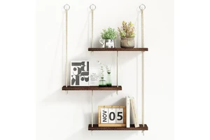 Modern Three-Tier Adjustable Durable Wooden Wall Mounted Floating Shelf Storage Rack