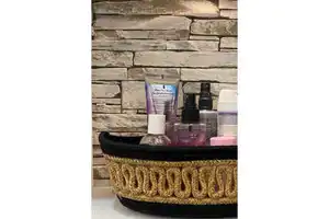 Premium Natural Black Single Organizer Jute Woven Basket 5047 Model 25x18 Sizes Multi-Color Options
