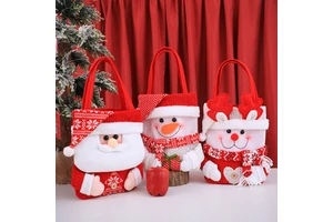 Reusable Christmas Gift Bag Candy Storage Pouch Holiday Party Decoration Tote for Presents and Toys