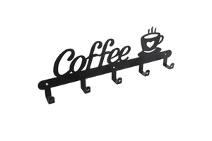 Modern Art for Kitchen Wall Hanger Organizer Storage Display Cup Rack Coffee Bar Decor Metal Coffee Mug Holder with 4 Hooks