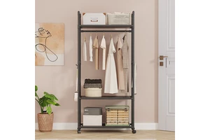 Simple Metal Coat Rack Multi-functional Clothes Hanger Mobile Storage Rack for Indoor Outdoor Use in Dorm Rooms