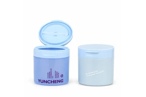 Eco-Friendly 300ml 450ml Skincare Facial Toner Cotton Pads Packaging PP Plastic Flip Top Cap Cosmetic Jars With Tweezers