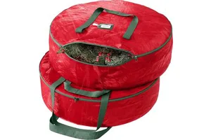 Christmas Wreath Storage Bag, Featuring Sturdy and Durable Handles and a Label Pouch, Making It Convenient for Holiday Storage.