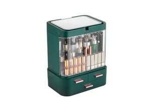 Plastic Bathroom Skincare Storage Box Brush Lipstick Holder Clear Cosmetic Makeup Organizer with Drawers and Mirror