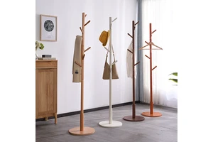 Solid Wood Modern Coat Rack Clothing Organizer Adjustable Height Eco-Friendly Living Room Bedroom Hat Rack Home Storage Solution