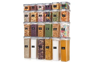 24pcs BPA-Free Airtight Plastic Storage Bin Container Stackable Kitchen Organizer For Cereal Dry Food 42pack PP Material Parties