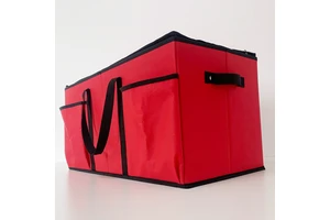 Foldable Cloth Xmas Storage Container with Multiple Sections, Large Capacity, Non - Woven, Holiday Gift Organizer