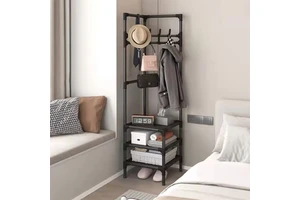 Cabinet Hanging Rack Metal Racks Clothing Multi-function Floor Standing Clothes Hanger Storage Shelf Bedroom Corner Coat Racks
