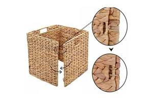 Handmade 2-Pack Foldable Water Hyacinth Wicker Baskets Seagrass Weaved Storage Baskets Home Organizer