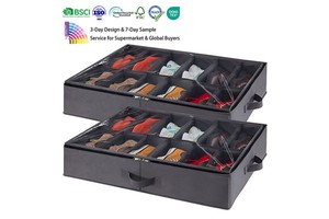 Fabric Foldable Shoe Organizer Storage Containers Box For Under Bed Shoes Needlework Technics Under Bed Storage Bags