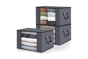 Household Clothing Storage Bag Non-woven Bag Wardrobe Quilt Storage Bag Transparent Dustproof Moisture-proof Storage Box
