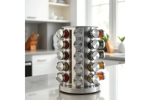 GREENSIDE Multifunctional Stainless Steel Kitchen Storage Rack Modern New Rotating Seasoning Bottle Rack Seasoning Organizer