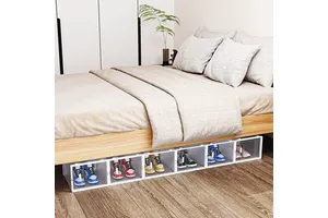 White 12PCS 36*28*21cm Plastic Mesh Shoe Box Big Size Under Bed Storage Freely Combinable