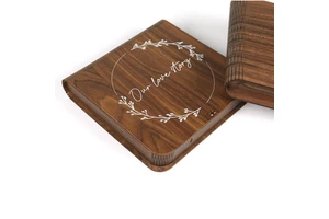 Customizable Rustic Wooden Card Box with Lids for Christmas New Year Parties Photo Storage Wood Material Storage Box