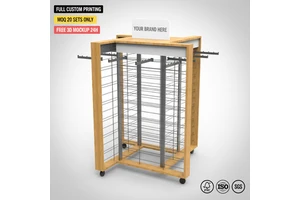 Custom 4-side Wood Wire Dress Rack Clothes Hanger Stand for Wholesale Clothing Rack