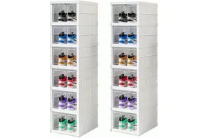 6-Layer Foldable Plastic Shoe Storage Cabinet Injection-Technics Office Organizer in Rectangle Shape for Shoe Storage Box