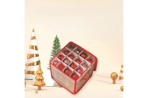Wholesale Waterproof PP Transparent Stores Up-to 64 Standard Christmas Ornament Storage Box with Zippered Closure