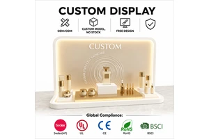Custom Luxury Skincare Display Clear Acrylic Makeup Display With Led Countertop Cosmetic Stand Manufacturer