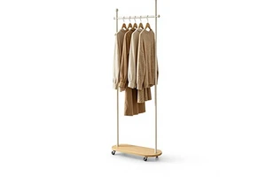 Vintage-style Metal Coat Rack Movable Floor-standing Clothes Hanger Modern Minimalist Home Dormitory Storage Rack