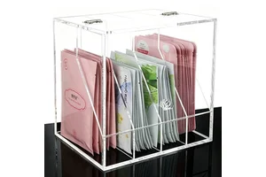 Factory Custom Modern Clear Acrylic Skin Care Facial Mask Storage Box With Cover Dust-proof Desktop Storage Cosmetics Organizer