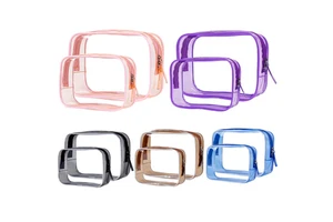 Custom Transparent Waterproof Make Up Bag Portable PVC Cosmetic Makeup Bag Clear Zipper Pouch For Vacation Travel
