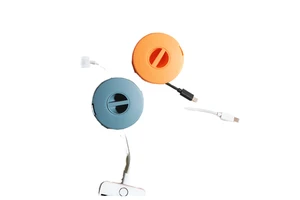 Portable Charger Flexible USB Wire Cord Storage Reel Box Plastic Cable Winder Retractable Cable Management with Holder