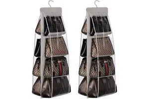 Wall Mounted Handbag Hanging Organizer, Nonwoven Multifunction Storage Hanger for Purses Bags, Bathroom Closet Space Saver