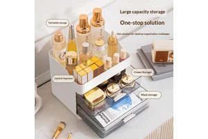 Fashion Modern Plastic Skincare Storage Holder with Large Open Storage for Dresser Top Vanity Makeup Storage Caddy