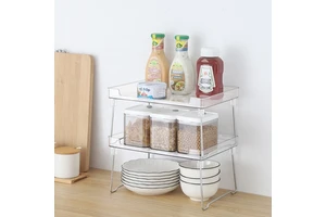 Cheap Plastic Foldable Desktop Shelving 70%PET 30%FE Organizer Multifunction Dustproof Compartments for Bedroom & Kitchen
