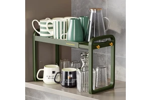 Expandable Kitchen Cabinet Shelf Organizer Rack Tableware Supplies Stackable Kitchen Storage Rack