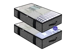 Minimalist Large-Capacity Transparent Bed Storage Box Fishbone Pattern Dust Bag For Clothing Quilt Under-Bed Sorting Storage Bag